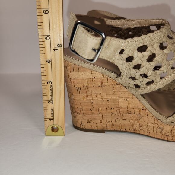 MIX NO. 6 Jesper Platform Sandal Womens 7M Beige Faux Suede Cork Wedge Heel Boho - Picture 6 of 11